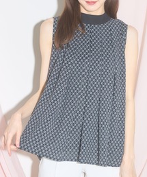 【ZOZO限定】バックリボン総柄ノースリーブタックブラウス
