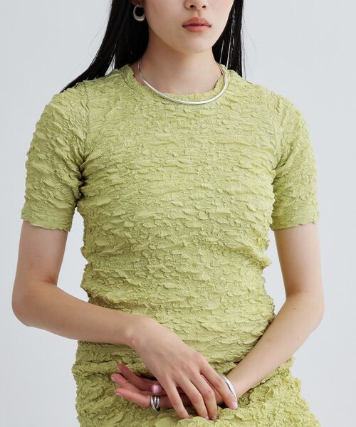 GALLEST（ギャレスト）の「ふくれジャカードトップス（Tシャツ/カットソー・レディース・ブラック/オフホワイト/ライトグリーン・38）」の3枚目の写真