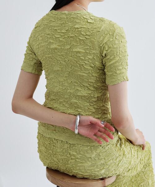 GALLEST（ギャレスト）の「ふくれジャカードトップス（Tシャツ/カットソー・レディース・ブラック/オフホワイト/ライトグリーン・38）」の7枚目の写真