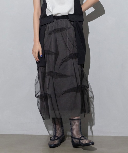 MARECHAL TERRE(マルシャルテル)の「チュールレイヤードスカート(スカート・レディース・ライトグレー/ブラック/ネイビー/グレー・MEDIUM)」の2枚目の写真