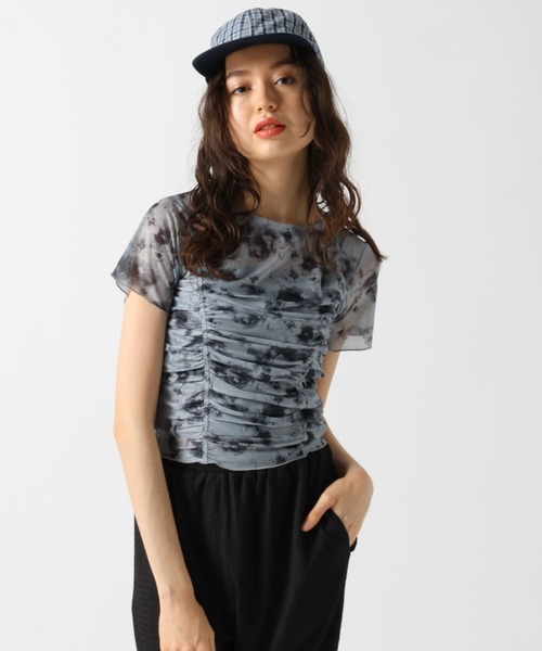 FOREVER 21（フォーエバー トゥエンティーワン）の「【2025SS】シアーシャーリングＴシャツ（Tシャツ/カットソー・レディース・グレー/ブルー/アイボリー・SMALL/MEDIUM）」の4枚目の写真