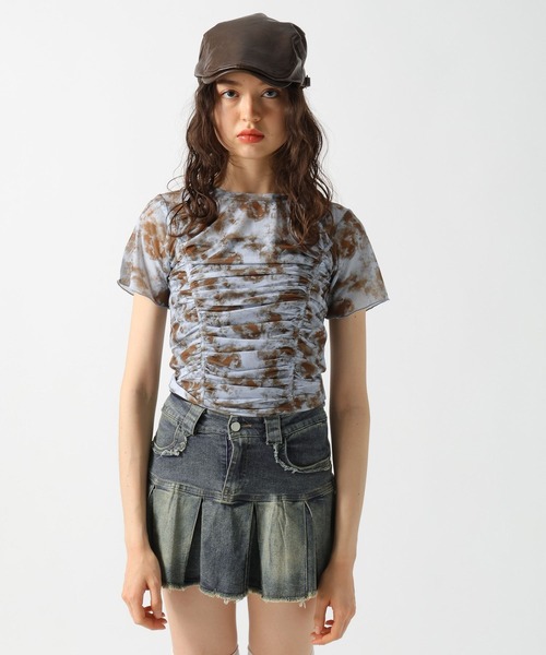 FOREVER 21（フォーエバー トゥエンティーワン）の「【2025SS】シアーシャーリングＴシャツ（Tシャツ/カットソー・レディース・グレー/ブルー/アイボリー・SMALL/MEDIUM）」の5枚目の写真