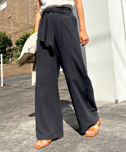 CIAOPANIC TYPY(チャオパニックティピー)の「リネンライクウエストマークリラックスパンツ(その他パンツ・レディース・ブラウン/アイボリー/ブラック・SMALL/MEDIUM)」の2枚目の写真