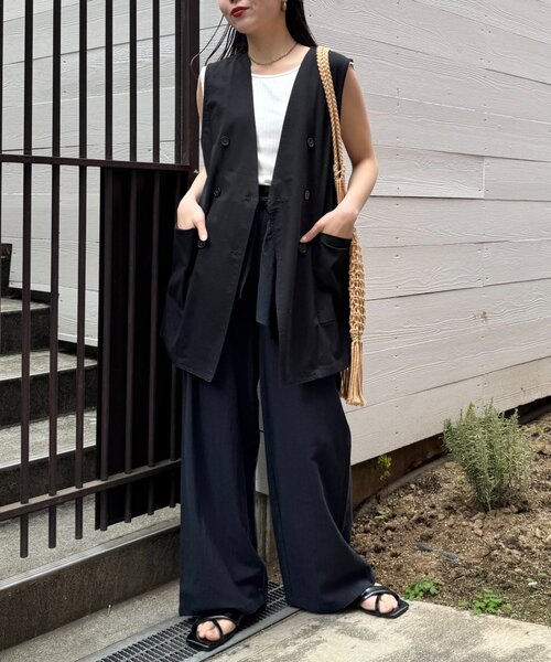 CIAOPANIC TYPY(チャオパニックティピー)の「リネンライクウエストマークリラックスパンツ(その他パンツ・レディース・ブラウン/アイボリー/ブラック・SMALL/MEDIUM)」の14枚目の写真