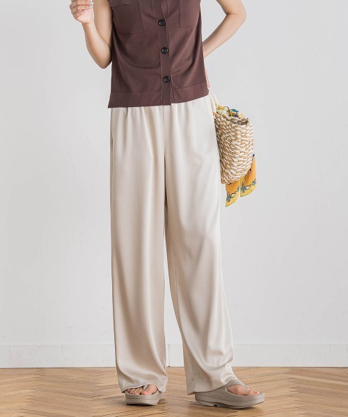 Droite lautreamont（ドロワットロートレアモン）の「ハンマーサテンパンツ≪洗濯機で洗える≫（その他パンツ・レディース・ブラック/イエロー/ライトグレー/ブルー/ベージュ/ネイビー・M）」の4枚目の写真