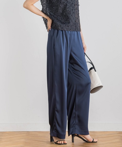 Droite lautreamont（ドロワットロートレアモン）の「ハンマーサテンパンツ≪洗濯機で洗える≫（その他パンツ・レディース・ブラック/イエロー/ライトグレー/ブルー/ベージュ/ネイビー・M）」の5枚目の写真