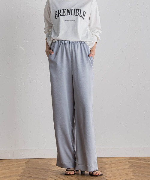 Droite lautreamont（ドロワットロートレアモン）の「ハンマーサテンパンツ≪洗濯機で洗える≫（その他パンツ・レディース・ブラック/イエロー/ライトグレー/ブルー/ベージュ/ネイビー・M）」の6枚目の写真