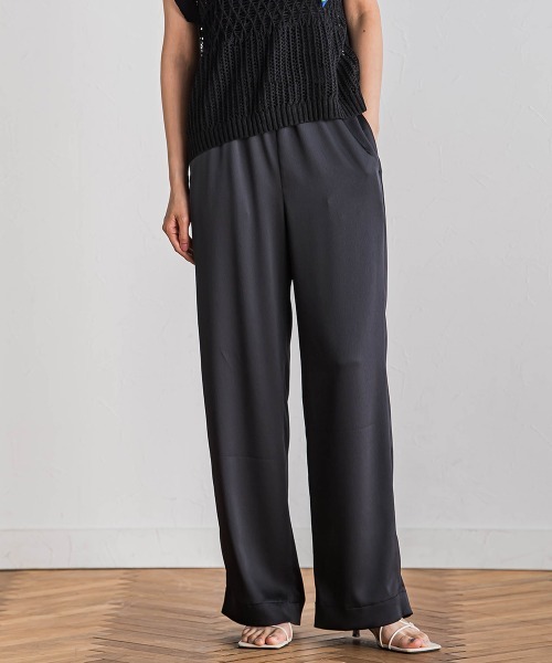 Droite lautreamont（ドロワットロートレアモン）の「ハンマーサテンパンツ≪洗濯機で洗える≫（その他パンツ・レディース・ブラック/イエロー/ライトグレー/ブルー/ベージュ/ネイビー・M）」の13枚目の写真