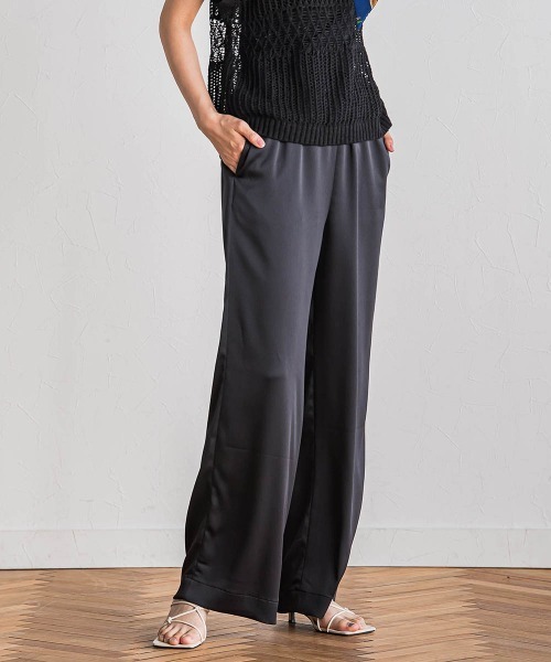 Droite lautreamont（ドロワットロートレアモン）の「ハンマーサテンパンツ≪洗濯機で洗える≫（その他パンツ・レディース・ブラック/イエロー/ライトグレー/ブルー/ベージュ/ネイビー・M）」の12枚目の写真