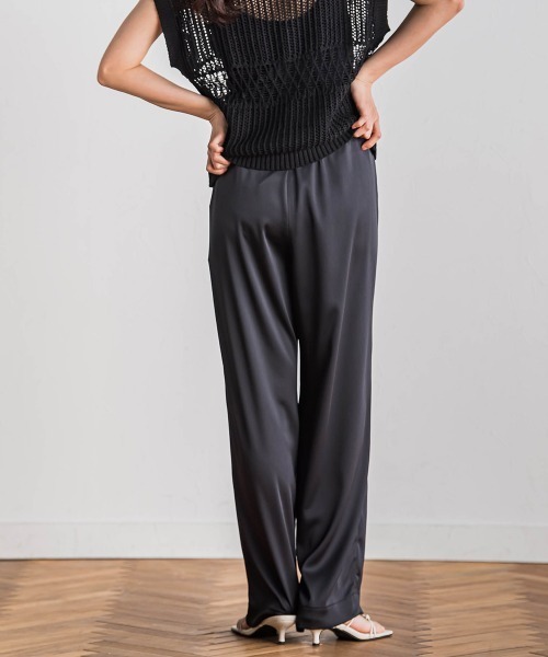 Droite lautreamont（ドロワットロートレアモン）の「ハンマーサテンパンツ≪洗濯機で洗える≫（その他パンツ・レディース・ブラック/イエロー/ライトグレー/ブルー/ベージュ/ネイビー・M）」の10枚目の写真