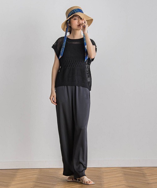 Droite lautreamont（ドロワットロートレアモン）の「ハンマーサテンパンツ≪洗濯機で洗える≫（その他パンツ・レディース・ブラック/イエロー/ライトグレー/ブルー/ベージュ/ネイビー・M）」の7枚目の写真