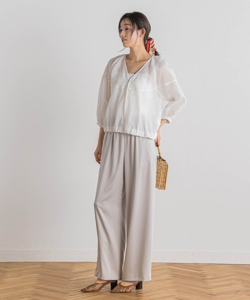 Droite lautreamont（ドロワットロートレアモン）の「ハンマーサテンパンツ≪洗濯機で洗える≫（その他パンツ・レディース・ブラック/イエロー/ライトグレー/ブルー/ベージュ/ネイビー・M）」の19枚目の写真