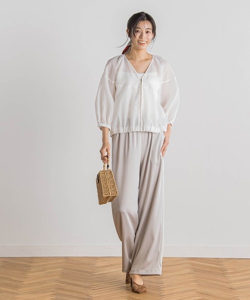 Droite lautreamont（ドロワットロートレアモン）の「ハンマーサテンパンツ≪洗濯機で洗える≫（その他パンツ・レディース・ブラック/イエロー/ライトグレー/ブルー/ベージュ/ネイビー・M）」の16枚目の写真