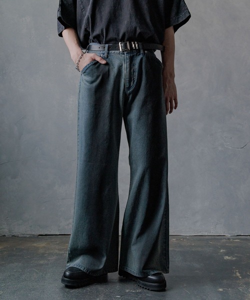 HARE(ハレ)の「ラインブリーチデニムパンツ(HARE)(デニムパンツ・メンズ・ブルー/ブラック・SMALL/MEDIUM)」の1枚目の写真