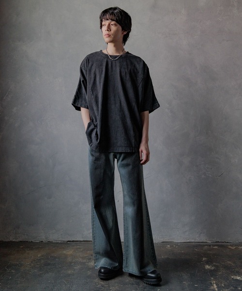 HARE ブリーチデニムパンツ ブラック SMALL セール】ラインブリーチデニムパンツ(HARE)（デニムパンツ