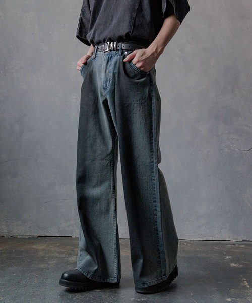 HARE(ハレ)の「ラインブリーチデニムパンツ(HARE)(デニムパンツ・メンズ・ブルー/ブラック・SMALL/MEDIUM)」の16枚目の写真