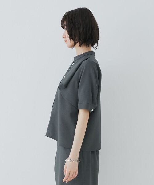 ACETATEボウタイブラウス(グレー)