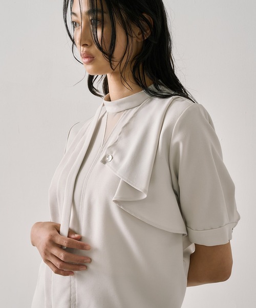 残りわずか！】ACETATEボウタイブラウス｜オフィスカジュアル