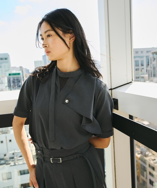 ACETATEボウタイブラウス(グレー) セール】【完売間近！】ACETATEボウタイブラウス｜オフィスカジュアル