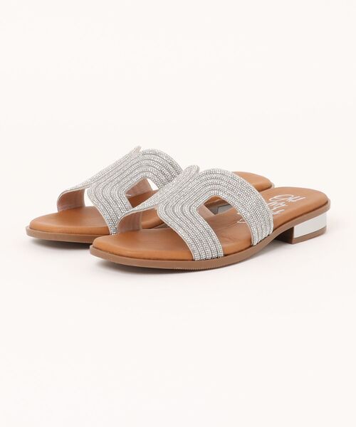inter-chaussures（インターショシュール）の「【Oh my Sandals】ラインストーンローヒールサンダル(E52301)（サンダル・レディース・シルバー/ブラック・35/38/36/37）」の5枚目の写真