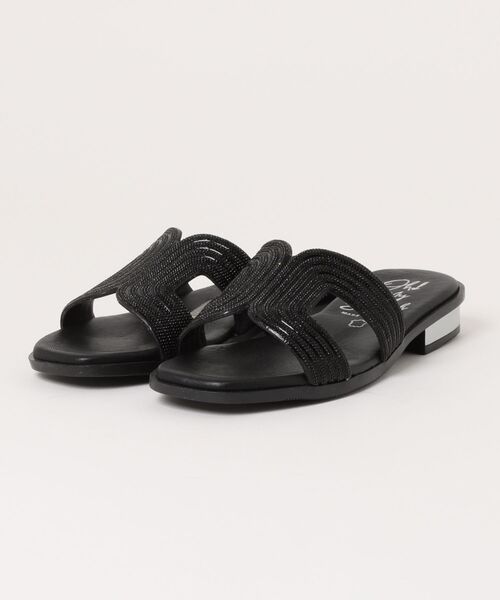 inter-chaussures（インターショシュール）の「【Oh my Sandals】ラインストーンローヒールサンダル(E52301)（サンダル・レディース・シルバー/ブラック・35/38/36/37）」の6枚目の写真