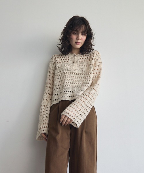 BOTT クロシェ　トップス BoTT ボット 24SS Cotton Crochet Knit Shirts