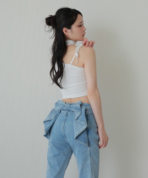 M DOLLY（エムドリー）の「back ribbon flare denim pants/バックリボンフレアデニムパンツ（デニムパンツ・レディース・ライトブルー/ブルー・S/M）」の8枚目の写真