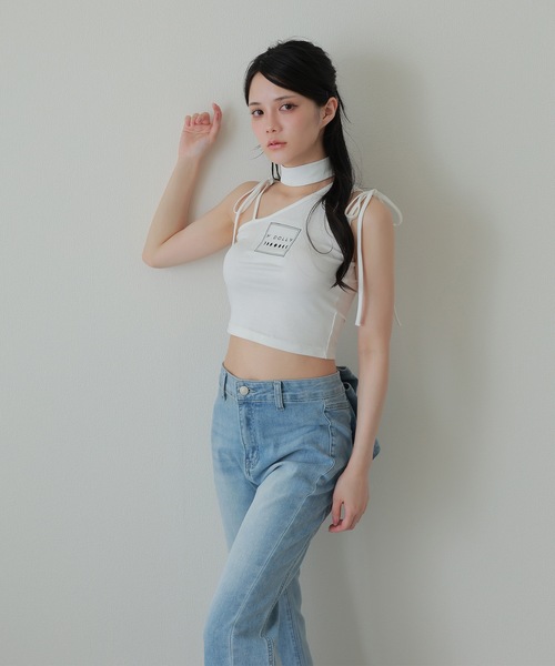 M DOLLY（エムドリー）の「back ribbon flare denim pants/バックリボンフレアデニムパンツ（デニムパンツ・レディース・ライトブルー/ブルー・S/M）」の10枚目の写真