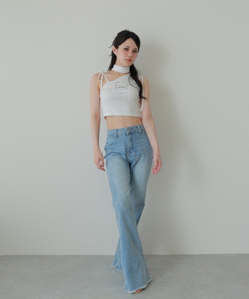 M DOLLY（エムドリー）の「back ribbon flare denim pants/バックリボンフレアデニムパンツ（デニムパンツ・レディース・ライトブルー/ブルー・S/M）」の15枚目の写真