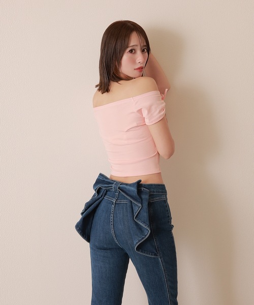 M DOLLY（エムドリー）の「back ribbon flare denim pants/バックリボンフレアデニムパンツ（デニムパンツ・レディース・ライトブルー/ブルー・S/M）」の16枚目の写真