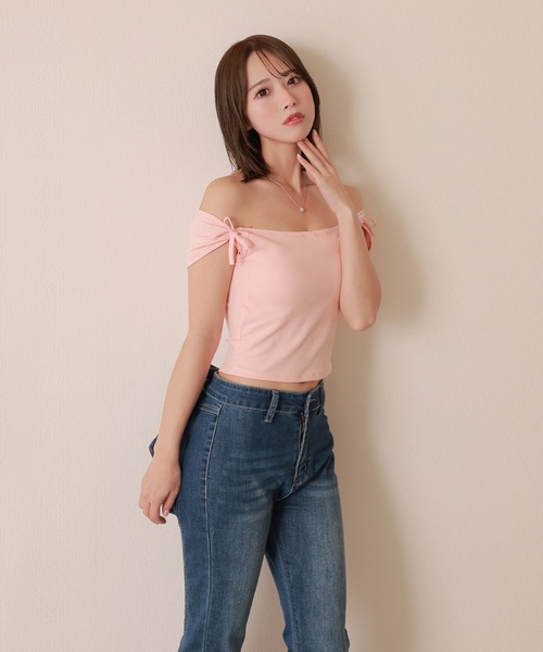 M DOLLY（エムドリー）の「back ribbon flare denim pants/バックリボンフレアデニムパンツ（デニムパンツ・レディース・ライトブルー/ブルー・S/M）」の17枚目の写真