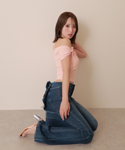 M DOLLY（エムドリー）の「back ribbon flare denim pants/バックリボンフレアデニムパンツ（デニムパンツ・レディース・ライトブルー/ブルー・S/M）」の19枚目の写真