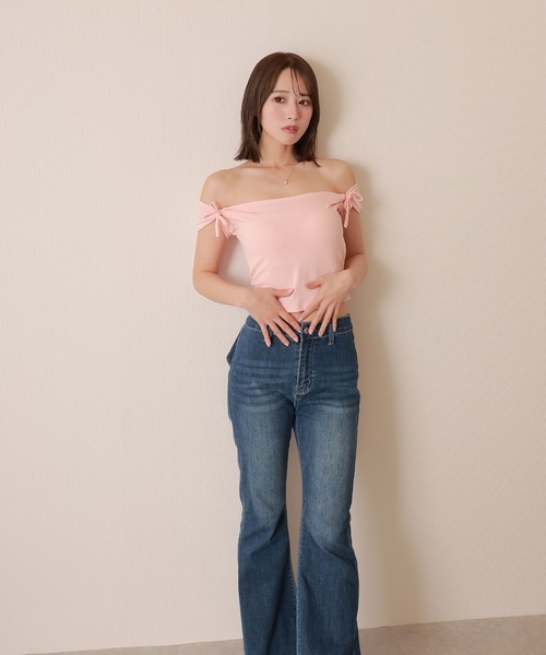 M DOLLY（エムドリー）の「back ribbon flare denim pants/バックリボンフレアデニムパンツ（デニムパンツ・レディース・ライトブルー/ブルー・S/M）」の22枚目の写真