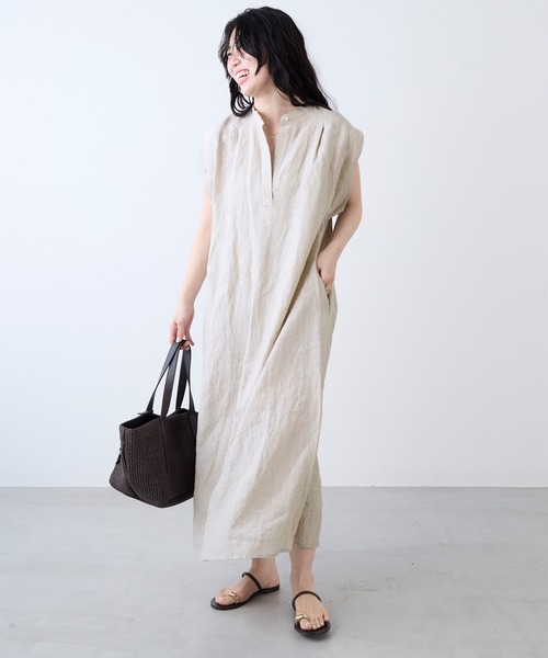 TICCA(ティッカ)の「【TICCA】リネン2WAYフレンチワンピース(ワンピース・レディース・カーキオリーブ/サンドベージュ・FREE)」の5枚目の写真