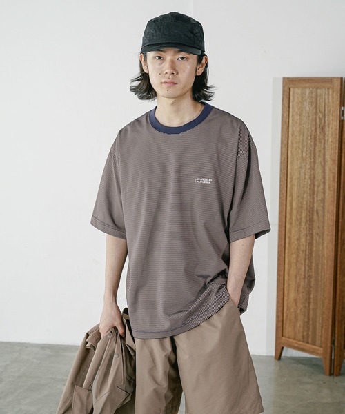 BAYFLOW（ベイフロー）の「［キレイめな印象で幅広く使える］コンパクトボーダー半袖Tシャツ（Tシャツ/カットソー・メンズ・ブルー/ホワイト/ダークブラウン・MEDIUM/LARGE）」の3枚目の写真
