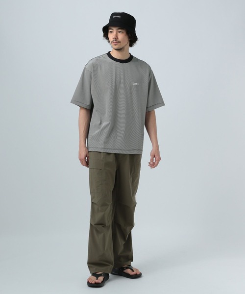 BAYFLOW（ベイフロー）の「［キレイめな印象で幅広く使える］コンパクトボーダー半袖Tシャツ（Tシャツ/カットソー・メンズ・ブルー/ホワイト/ダークブラウン・MEDIUM/LARGE）」の4枚目の写真