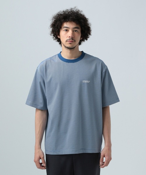 BAYFLOW（ベイフロー）の「［キレイめな印象で幅広く使える］コンパクトボーダー半袖Tシャツ（Tシャツ/カットソー・メンズ・ブルー/ホワイト/ダークブラウン・MEDIUM/LARGE）」の11枚目の写真