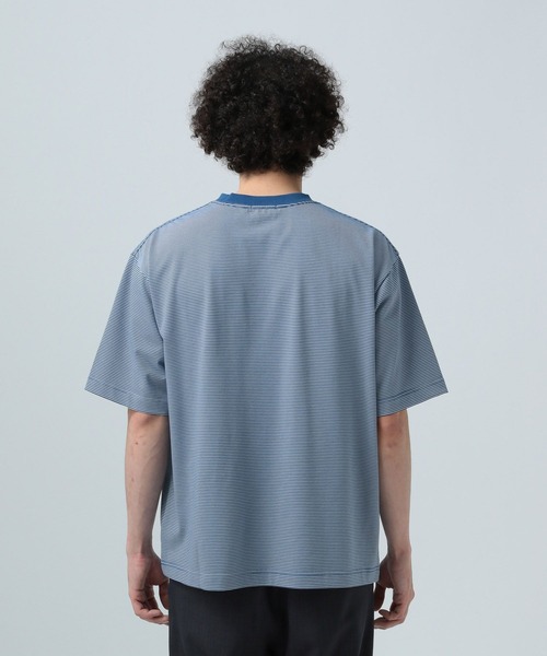 BAYFLOW（ベイフロー）の「［キレイめな印象で幅広く使える］コンパクトボーダー半袖Tシャツ（Tシャツ/カットソー・メンズ・ブルー/ホワイト/ダークブラウン・MEDIUM/LARGE）」の9枚目の写真