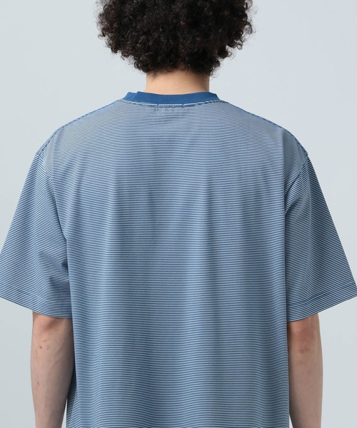 BAYFLOW（ベイフロー）の「［キレイめな印象で幅広く使える］コンパクトボーダー半袖Tシャツ（Tシャツ/カットソー・メンズ・ブルー/ホワイト/ダークブラウン・MEDIUM/LARGE）」の8枚目の写真