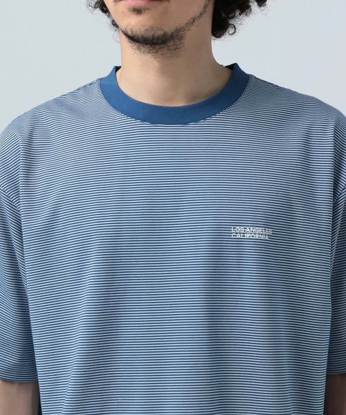 BAYFLOW（ベイフロー）の「［キレイめな印象で幅広く使える］コンパクトボーダー半袖Tシャツ（Tシャツ/カットソー・メンズ・ブルー/ホワイト/ダークブラウン・MEDIUM/LARGE）」の7枚目の写真