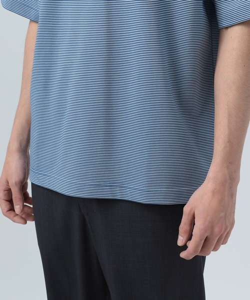 BAYFLOW（ベイフロー）の「［キレイめな印象で幅広く使える］コンパクトボーダー半袖Tシャツ（Tシャツ/カットソー・メンズ・ブルー/ホワイト/ダークブラウン・MEDIUM/LARGE）」の5枚目の写真