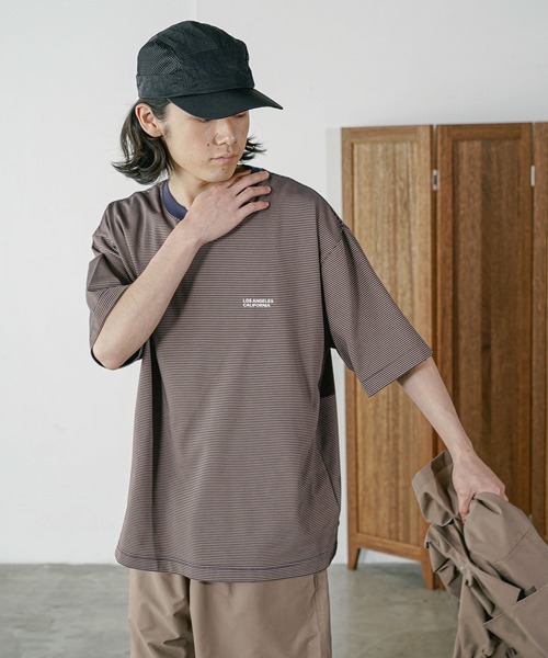 BAYFLOW（ベイフロー）の「［キレイめな印象で幅広く使える］コンパクトボーダー半袖Tシャツ（Tシャツ/カットソー・メンズ・ブルー/ホワイト/ダークブラウン・MEDIUM/LARGE）」の18枚目の写真