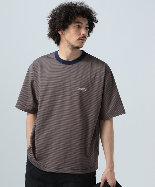 BAYFLOW（ベイフロー）の「［キレイめな印象で幅広く使える］コンパクトボーダー半袖Tシャツ（Tシャツ/カットソー・メンズ・ブルー/ホワイト/ダークブラウン・MEDIUM/LARGE）」の17枚目の写真