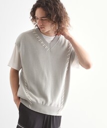 tk.TAKEO KIKUCHI（ティーケータケオキクチ）の「クロップドVネックニットベスト（ベスト）」