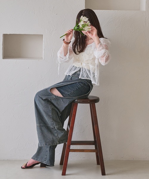 セール】sheer frill blouse / シアーフリルブラウス（シャツ
