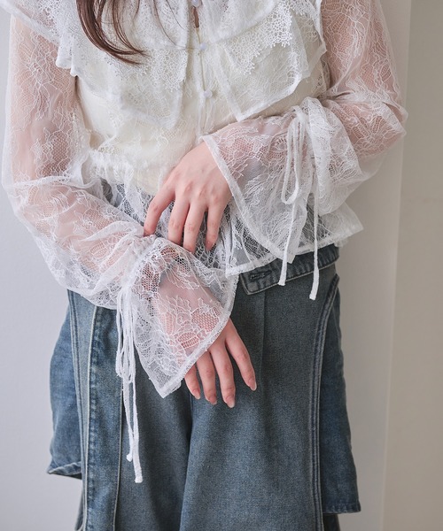 mideal マイディール　シアーブラウス mideal（マイディール） ブラウス シャツ 2way sheer flare sleeves