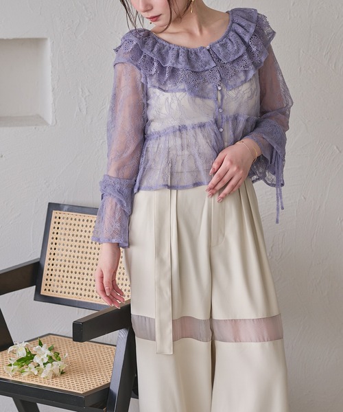 mideal フリルブラウス asymmetrical frill blouse / アシンメトリーフリルブラウス