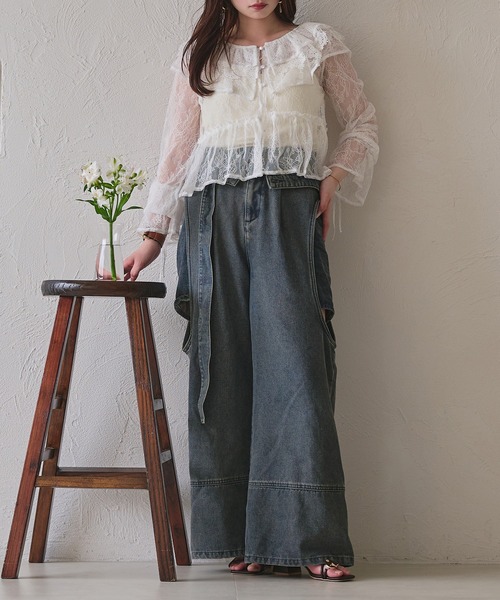 mideal(マイディール)の「sheer frill blouse / シアーフリルブラウス(シャツ/ブラウス・レディース・オフホワイト/ピンク/ブルー・FREE)」の18枚目の写真