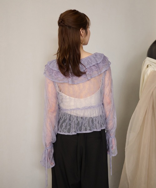 mideal フリルブラウス セール】sheer frill blouse / シアーフリルブラウス（シャツ