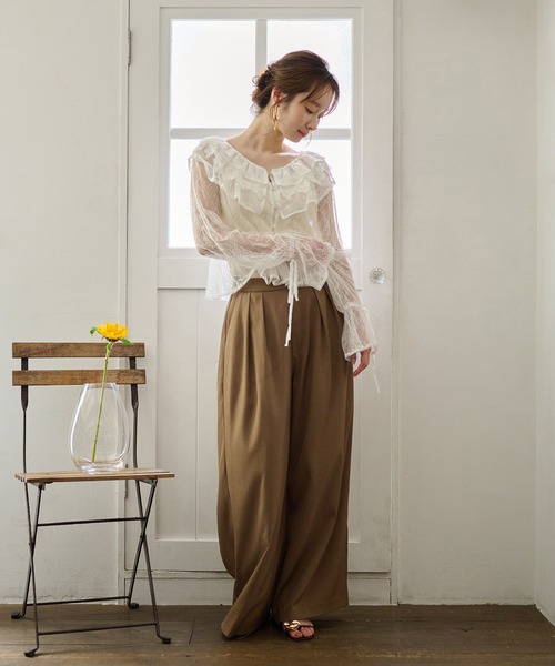 mideal（マイディール）の「sheer frill blouse / シアーフリル